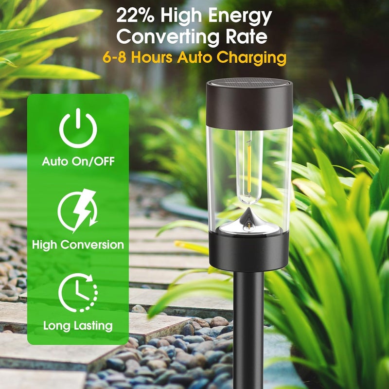 Eyrosa Solar Lights Outdoor, 12 Pack Waterproof Solar Landscape Lighting for Pathway Garden Yard Path Walkway Driveway Lawn Patio Outside Decor, Cool White - Image 2